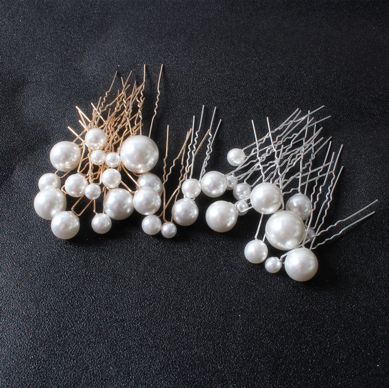 Hot Sale Hair Accessories Pearl U-Shaped Barrettes Updo Hairpin Large and Small Pearls Bridal Headdress