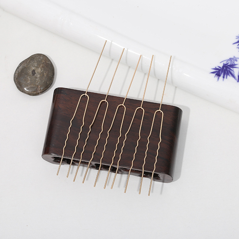 Yingyi Ornament DIY Antiquity Hair Clasp Small U Hairpin with Needle Pure Copper Hair Accessories Headdress Material KC Electrophoresis Color Retention
