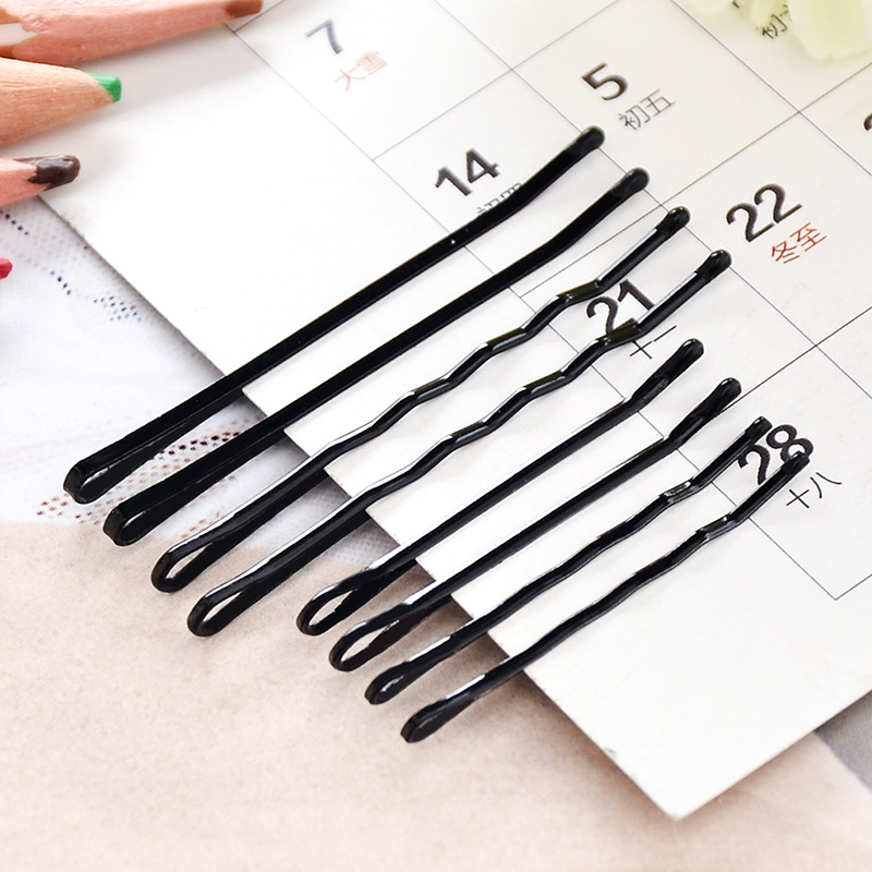 Black Linear Hairpin Paint Edge Bang Hairpin Invisible Headwear Wave Updo Fixed U-Clip 10 Cards