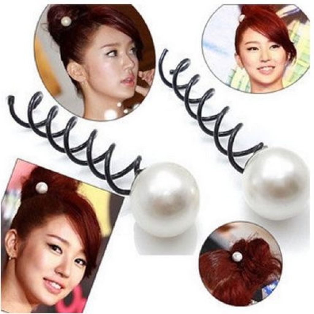 Fixed head meatball head hair tool pearl type U helical hairpin clip 2 yuan shop headdress