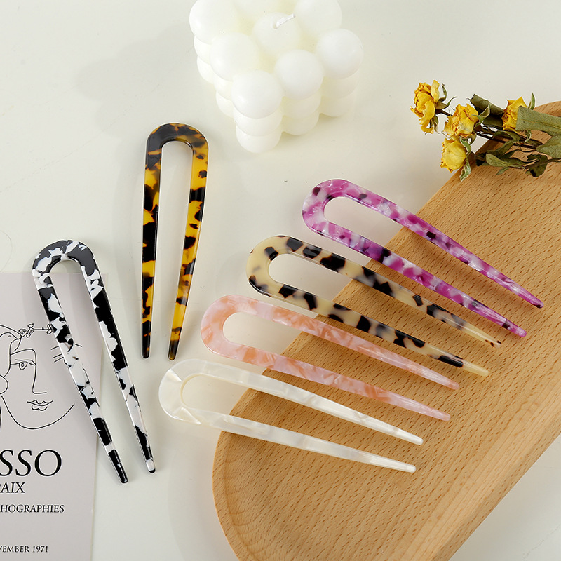 Jianzhi Cellulose Acetate Sheet U-Shaped Hairpin Vintage Kimono Headdress Updo Women&#039;s Hair Accessories Hawksbill Hairpin Hot-Selling Headdress