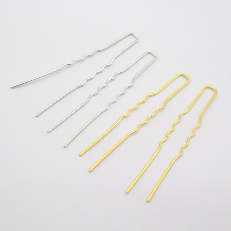 Korean Style U-Shaped Hairpin Bridal Headdress Updo Tools Hair Accessory Golden Tape Tray 6cmu-Shaped Clip U hairpin