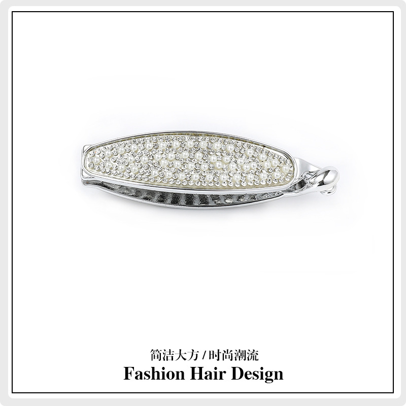 Internet Influencer Pearl Banana Clip Vertical Clip Ponytail Hairpin Simple Style Hair Accessories Banana Hairpin