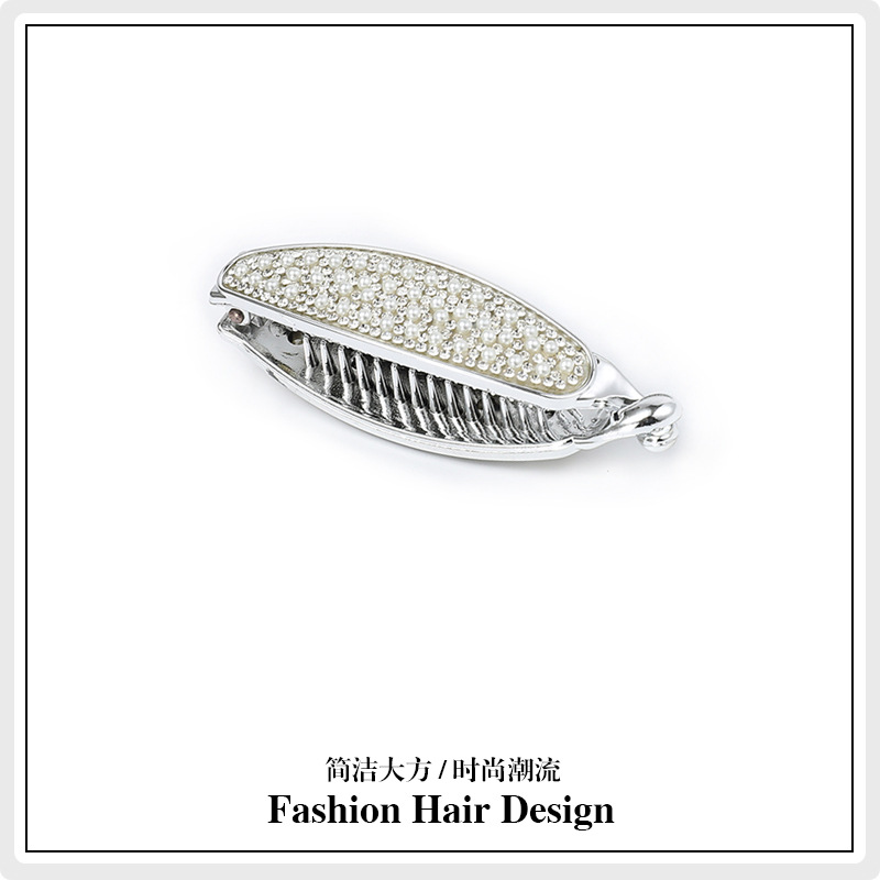 Internet Influencer Pearl Banana Clip Vertical Clip Ponytail Hairpin Simple Style Hair Accessories Banana Hairpin