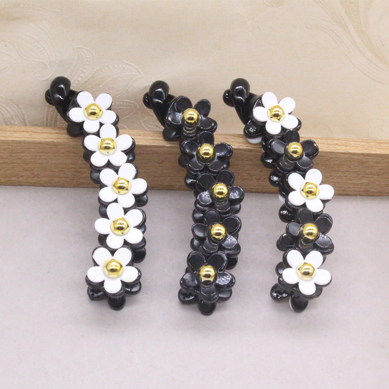 White Camellia Banana Clip Vertical Clip Female Hairpin Non-Slip Ponytail Hairpin Chanel-Style Headdress Banana Hairpin