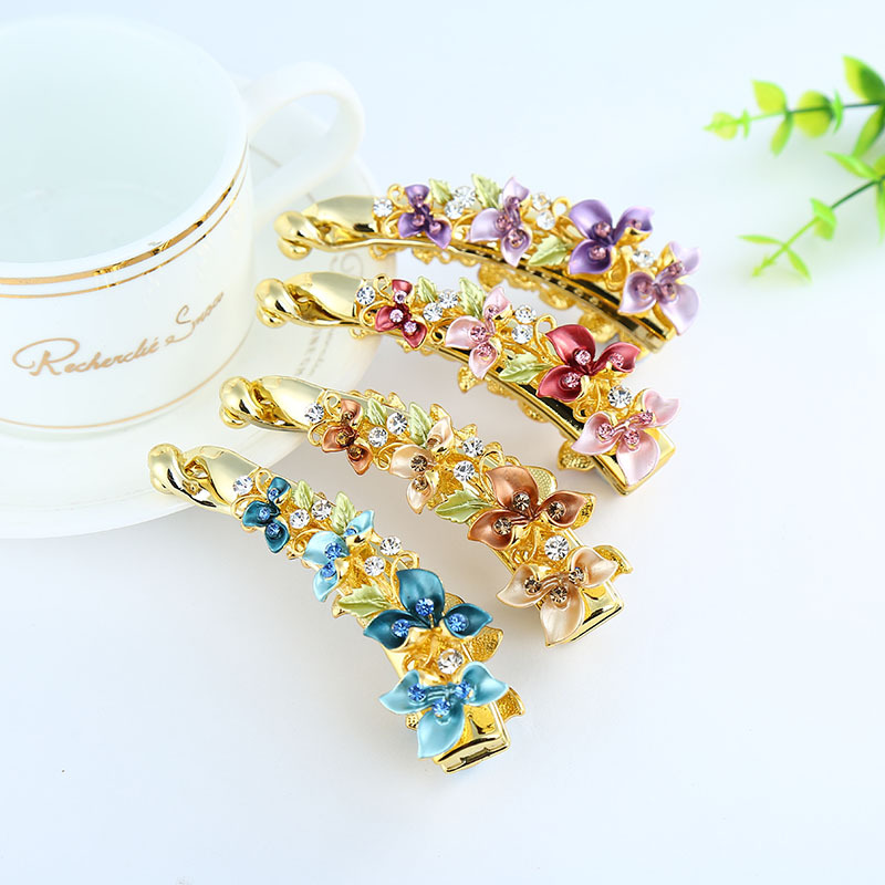 Yiwu original hairpin hairpin alloy baking paint vertical clip creative female ponytail clip manufacturer spot 8CM banana clip