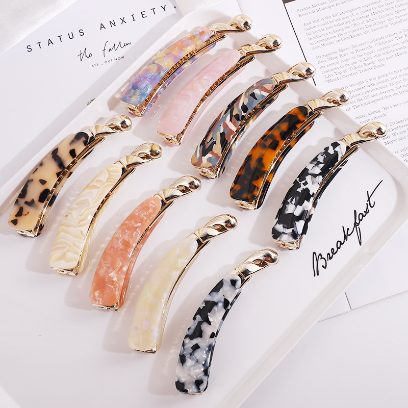 Female Acetate Banana Clip Ponytail and Updo Vertical Clip Back Head Temperament Head Clip Word Clip Banana Hairpin