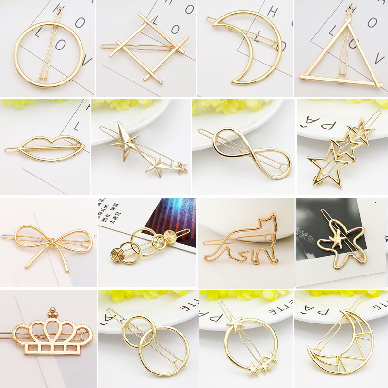 CrossBorder Triangle Moon round Hair Clip Side Clip Ponytail Clip Female Alloy Hairpin Fashion Parts Whole