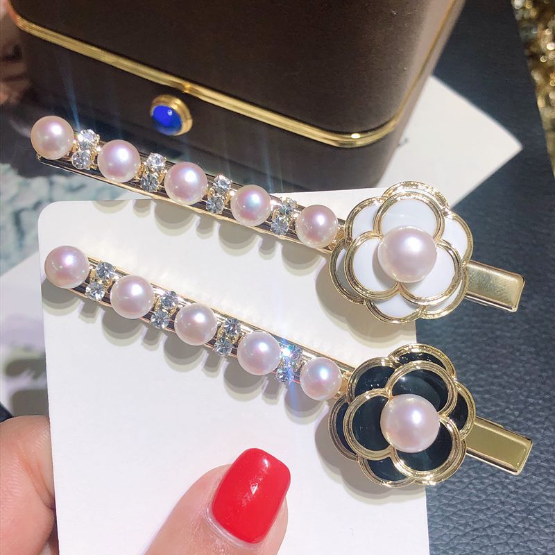 Rose Hair Accessories Fairy Pearl Word Clip Internet Celebrity Japanese and Korean Barrettes Side Clip Rose Hairpin