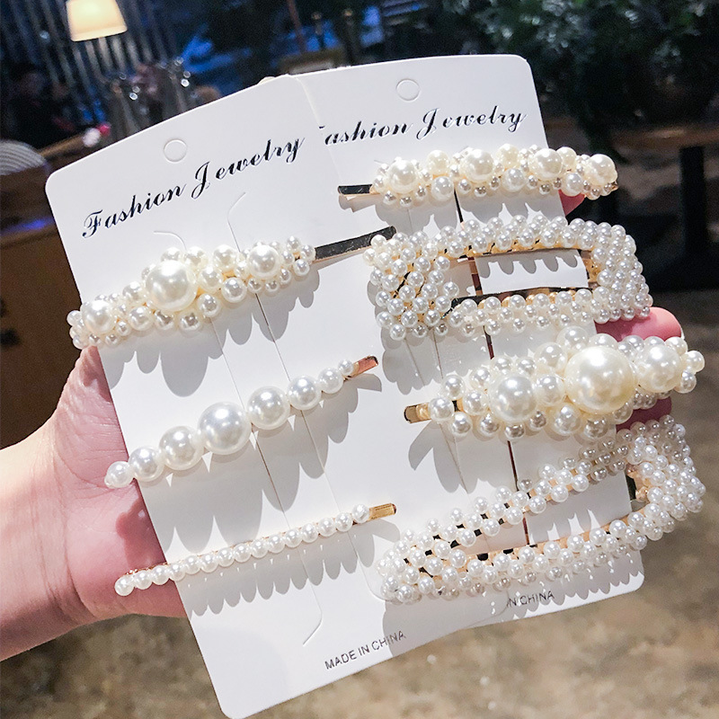 Yang Xin Korean Style Handmade Threading Pearl Hairpin Internet Celebrity BB Clip Hair Clip Headdress Girly Temperamental Side Clip Hair Accessories