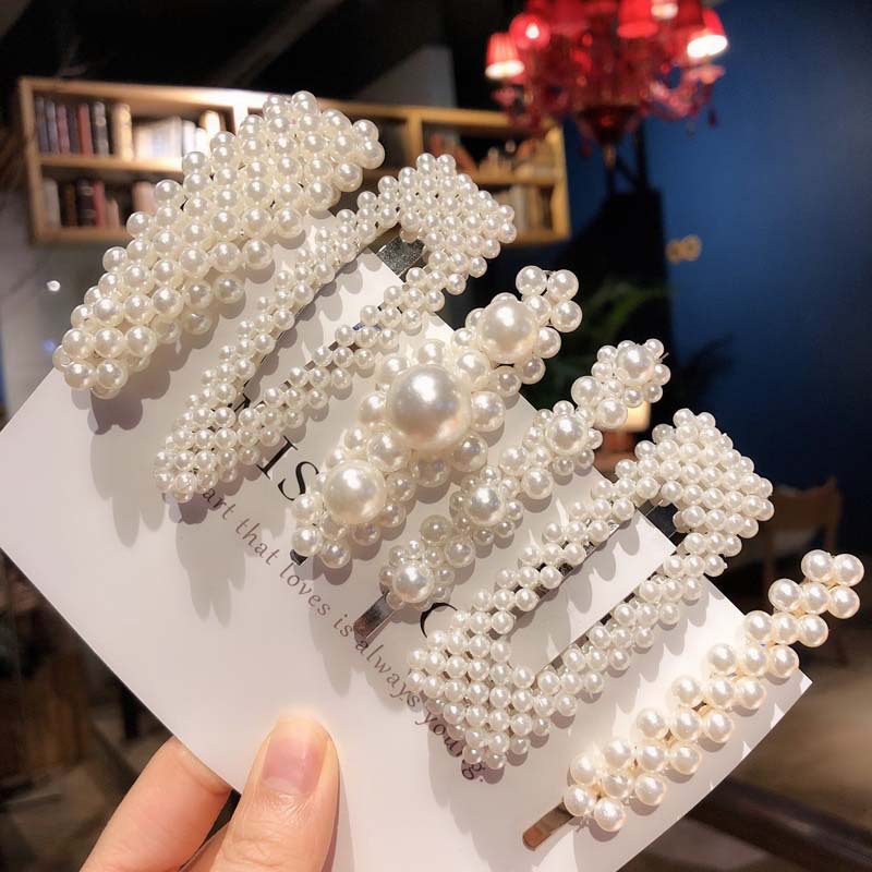 Yang Xin Korean Style Handmade Threading Pearl Hairpin Internet Celebrity BB Clip Hair Clip Headdress Girly Temperamental Side Clip Hair Accessories