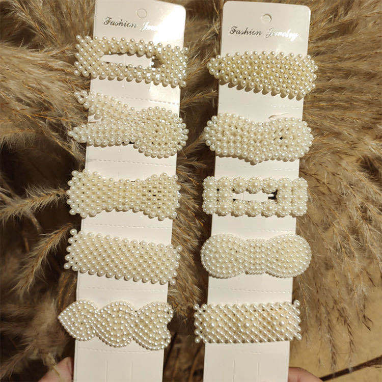 Douyin hot style ten one-card hairpin 10 pearl hairpin manufacturers direct web celebrity hairpin side clips
