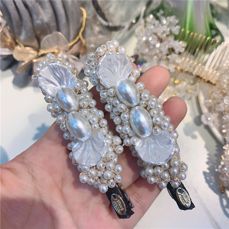 New Korean Style Pearl Hairpin Barrettes Female Girl Side Clip Simple Word Back Head Clip Hairware Bangs Clip