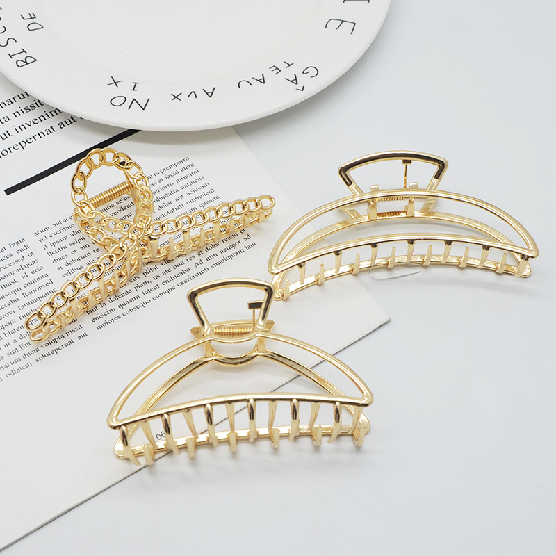 Metal Barrettes Back Head Shark Clip Korean Grip Hair Claw Ins Hair Clip Hairpin Large Metal Grip