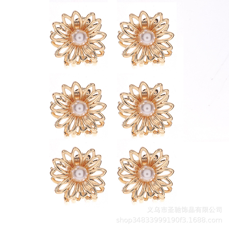 Korean Alloy Electroplated Pearl Hair Clip Hairpin Women&#039;s Bangs Fashion Hair Claw Simple Stall Grip Pearl Hairpin