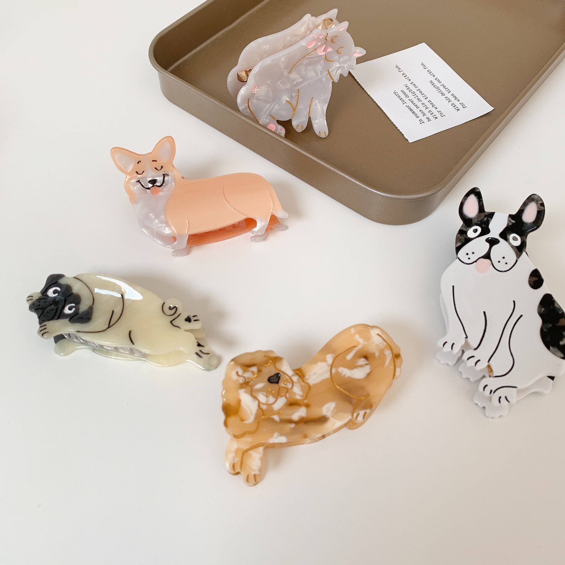 Korean Acetate Hairpin French Cute Grip Animal Corgi Geometric Hair Claw Fashion Back Head Shark Clip