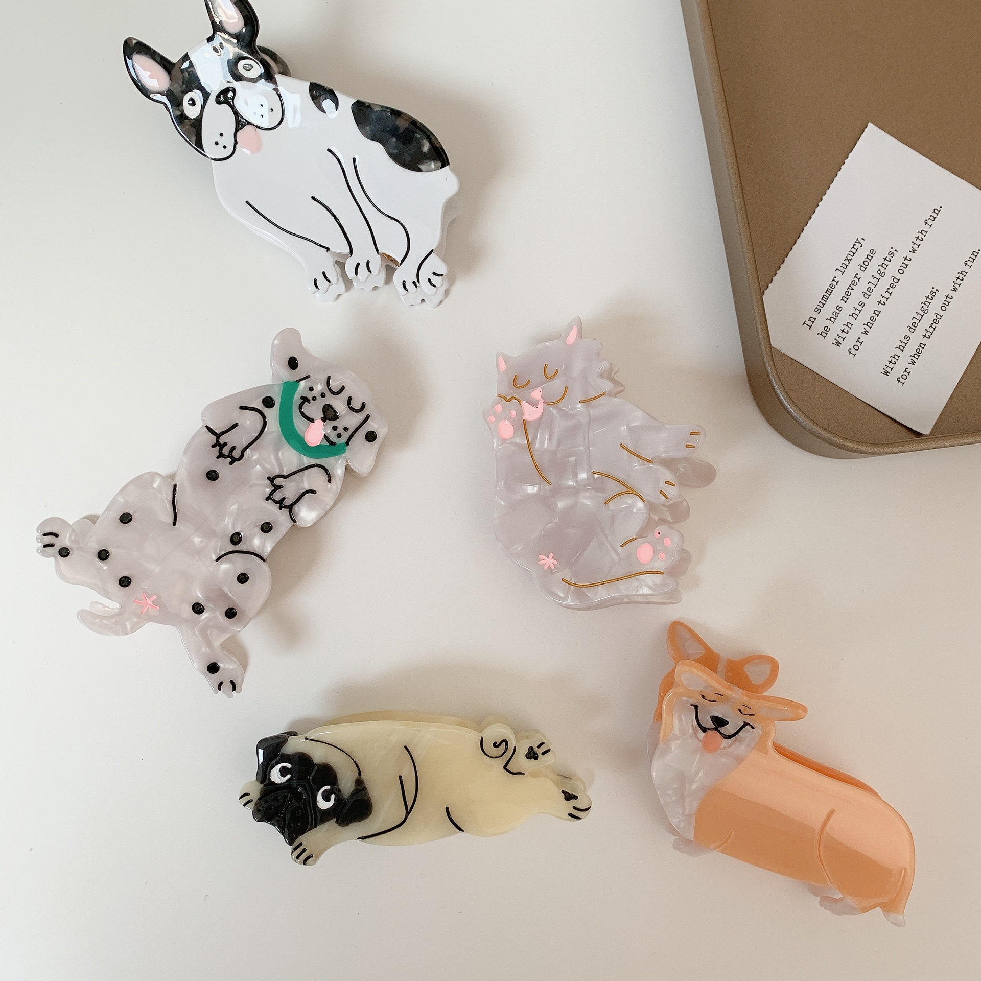 Korean Acetate Hairpin French Cute Grip Animal Corgi Geometric Hair Claw Fashion Back Head Shark Clip