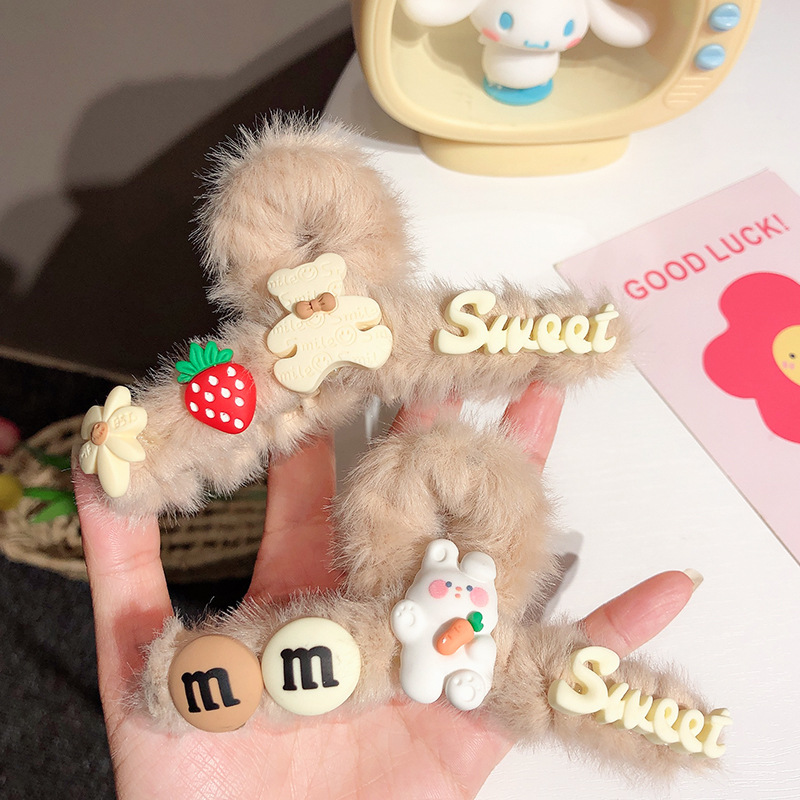 Grip Female Cute Cartoon Bear Barrettes Back Head Hair Clip Grip Autumn and Winter Shark Clip Headdress Claw Hairpin