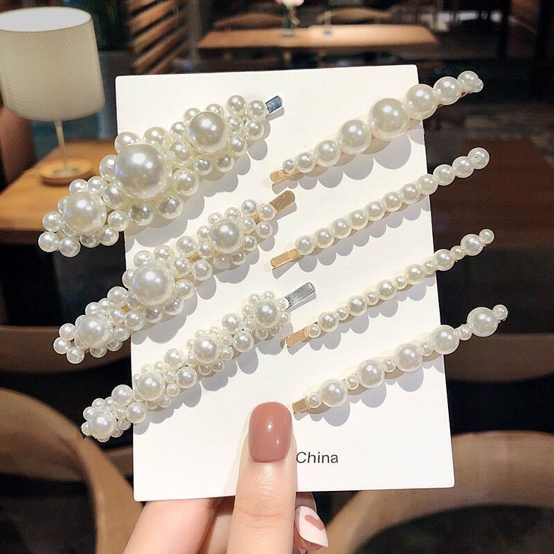 2021 New Korean Style Ins Pearl Woven BB Hairpin Internet Celebrity Girl Cute One Clip Headdress Factory Wholesale