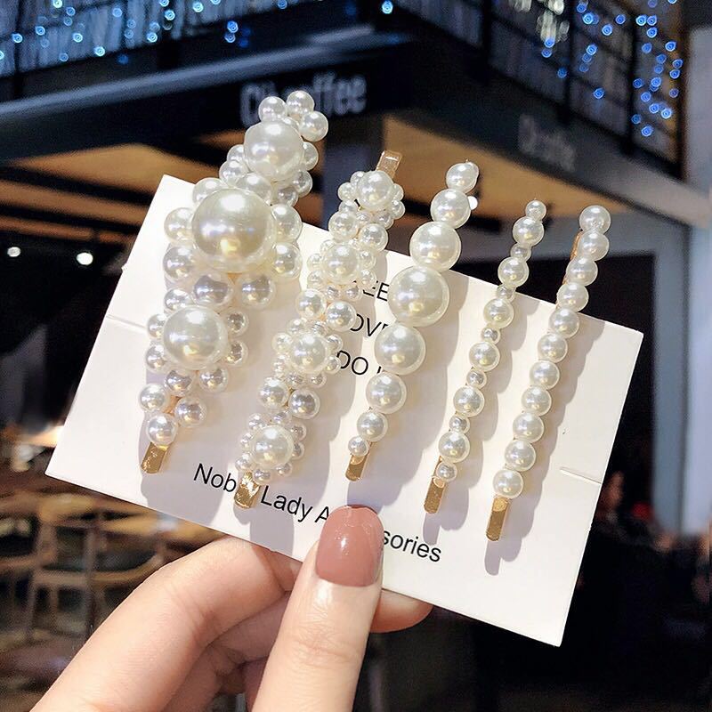 2021 New Korean Style Ins Pearl Woven BB Hairpin Internet Celebrity Girl Cute One Clip Headdress Factory Wholesale