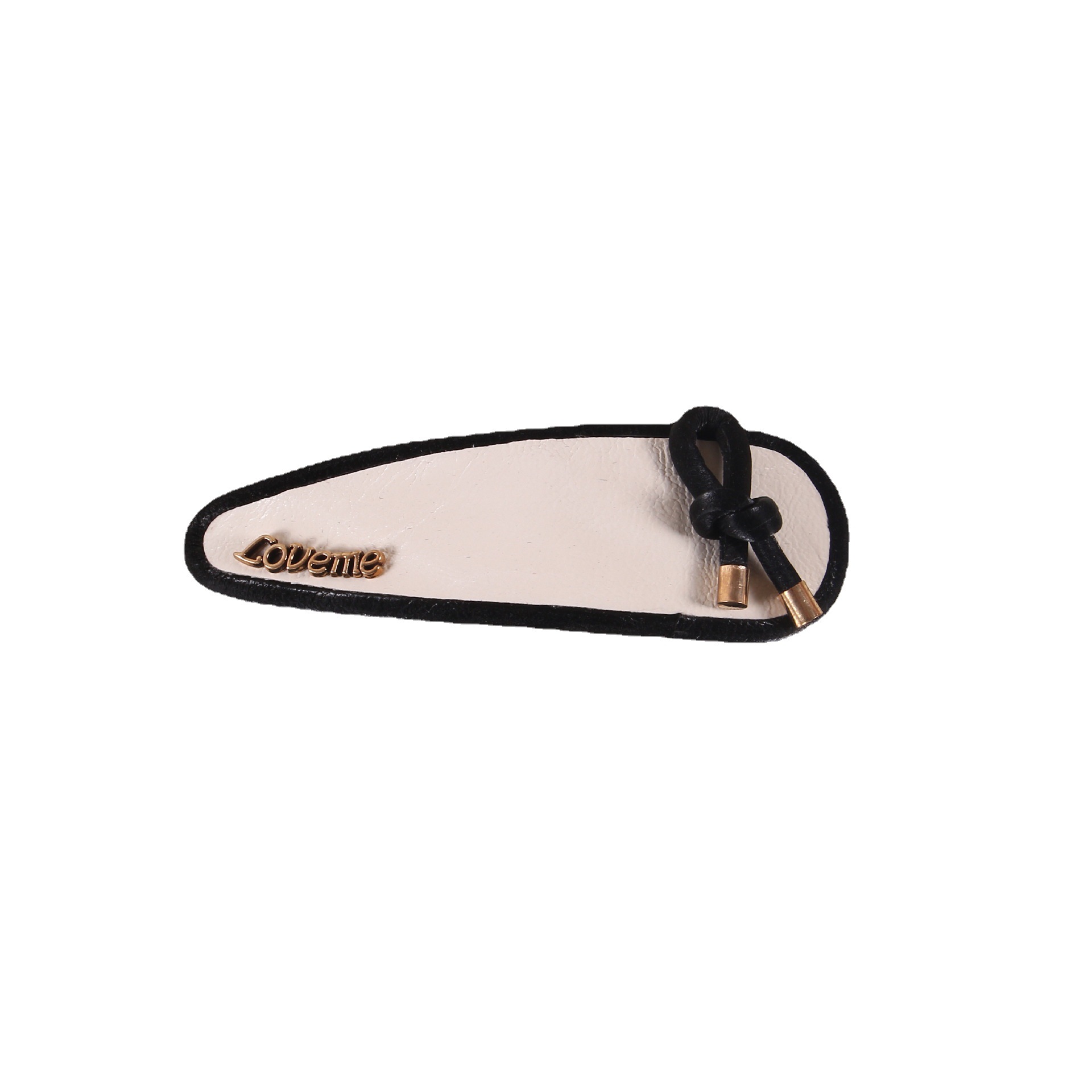 Chanel-Style Black and White Classic Leather BB Hairpin Side Clip Cute Simple Ins Hair Bow All-Match Leather Hairpin