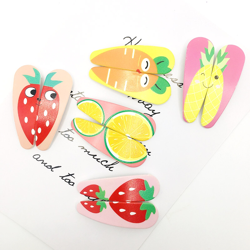 Korean Style Sweet Fruit Printed BB Hairpin Baby Fringe Hairpin Child Student Cute Candy Color a Pair of Hairclips Headdress