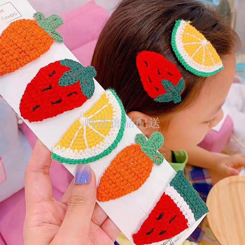 Autumn and winter hand knitting carrot strawberry hairpin BB hairpin autumn and winter wool bangs hairpin han edition 