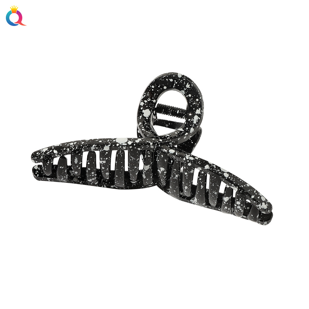 Cross-Border New Arrival Paint Spray Plate Hair Jaw Clip Elegant Ink Black and White Cross Square Hairpin Hair Accessories