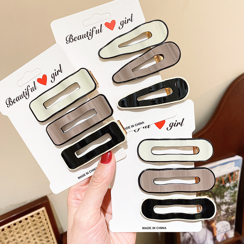 Black And White Wave Pattern Barrettes Side Seamless Hairpin Female Bangs Clip Word Clip Duckbill Clip Hair Accessory Clips