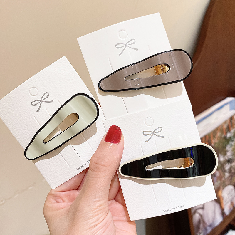 Black And White Wave Pattern Barrettes Side Seamless Hairpin Female Bangs Clip Word Clip Duckbill Clip Hair Accessory Clips