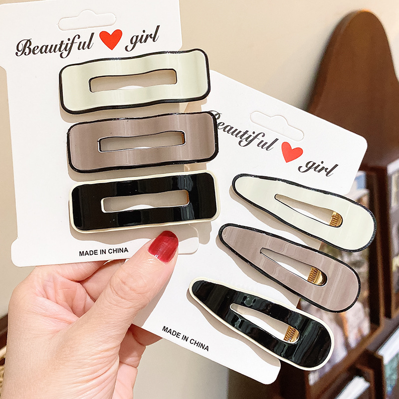 Black And White Wave Pattern Barrettes Side Seamless Hairpin Female Bangs Clip Word Clip Duckbill Clip Hair Accessory Clips
