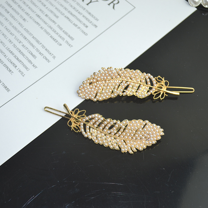 Rhinestone Feather Barrettes Back Head Internet Celebrity Women&#039;s over Duckbill Clip Bar Clip Side Clip Diamond Hairpin