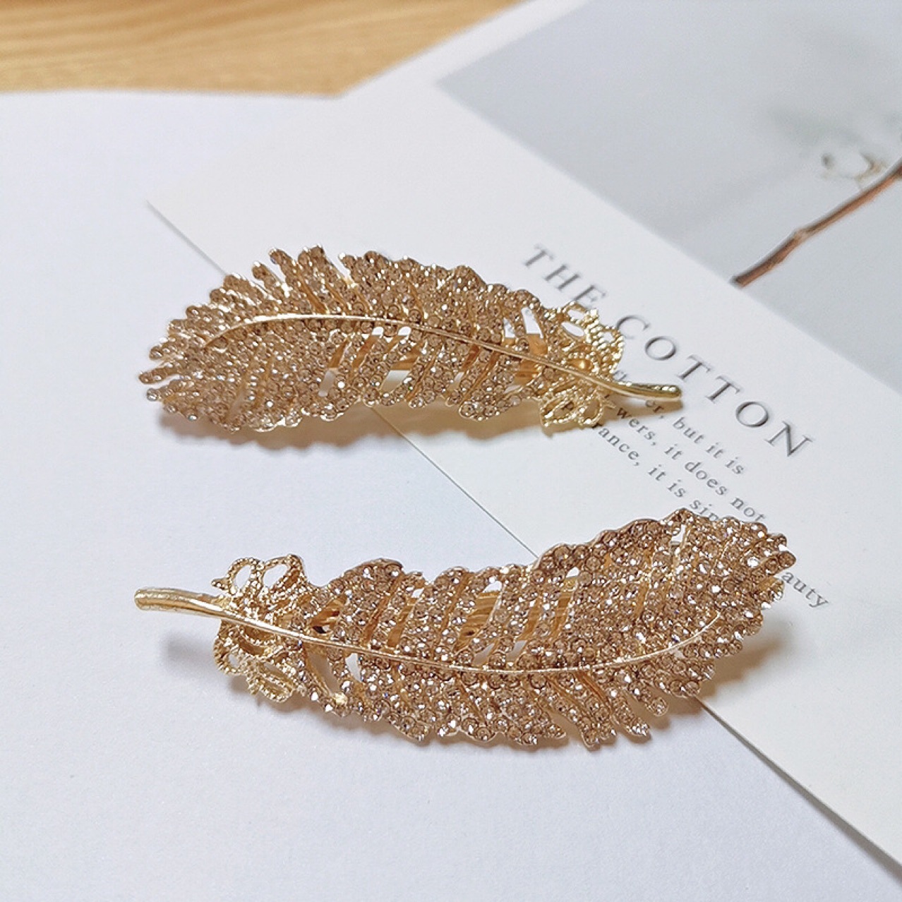 Rhinestone Feather Barrettes Back Head Internet Celebrity Women&#039;s over Duckbill Clip Bar Clip Side Clip Diamond Hairpin