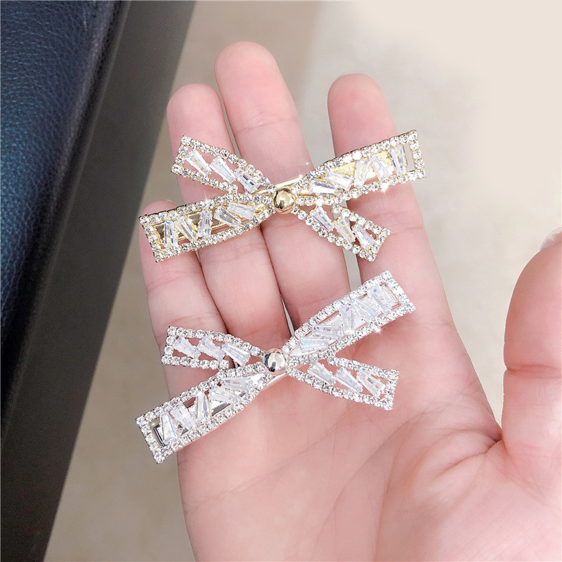 Female Korean Style Minimalistic Headdress Duckbill Clip Ins Style Barrettes Rhinestone Barrettes Diamond Hairpin
