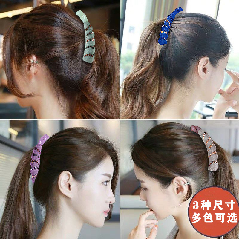 Simple Elegant Tie Ponytail Hairpin Barrettes Toothed Non-Slip Hair Band Banana Clip Hair Accessories Acrylic Hairpin