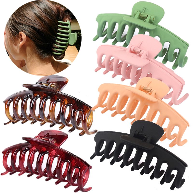 Cross-Border Amazon 11cm Frosted Large Acetate Hair Claw Clip Acrylic Jaw Clip Bath Hairpin Plastic Hair Ornaments
