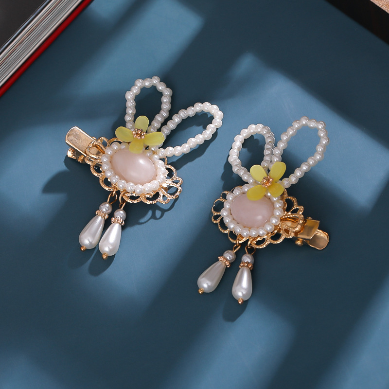  Ornament Archaistic Headdress Pearl Rabbit Ears Cute Han Chinese Clothing Accessories Wholesale Rabbit Hairpin