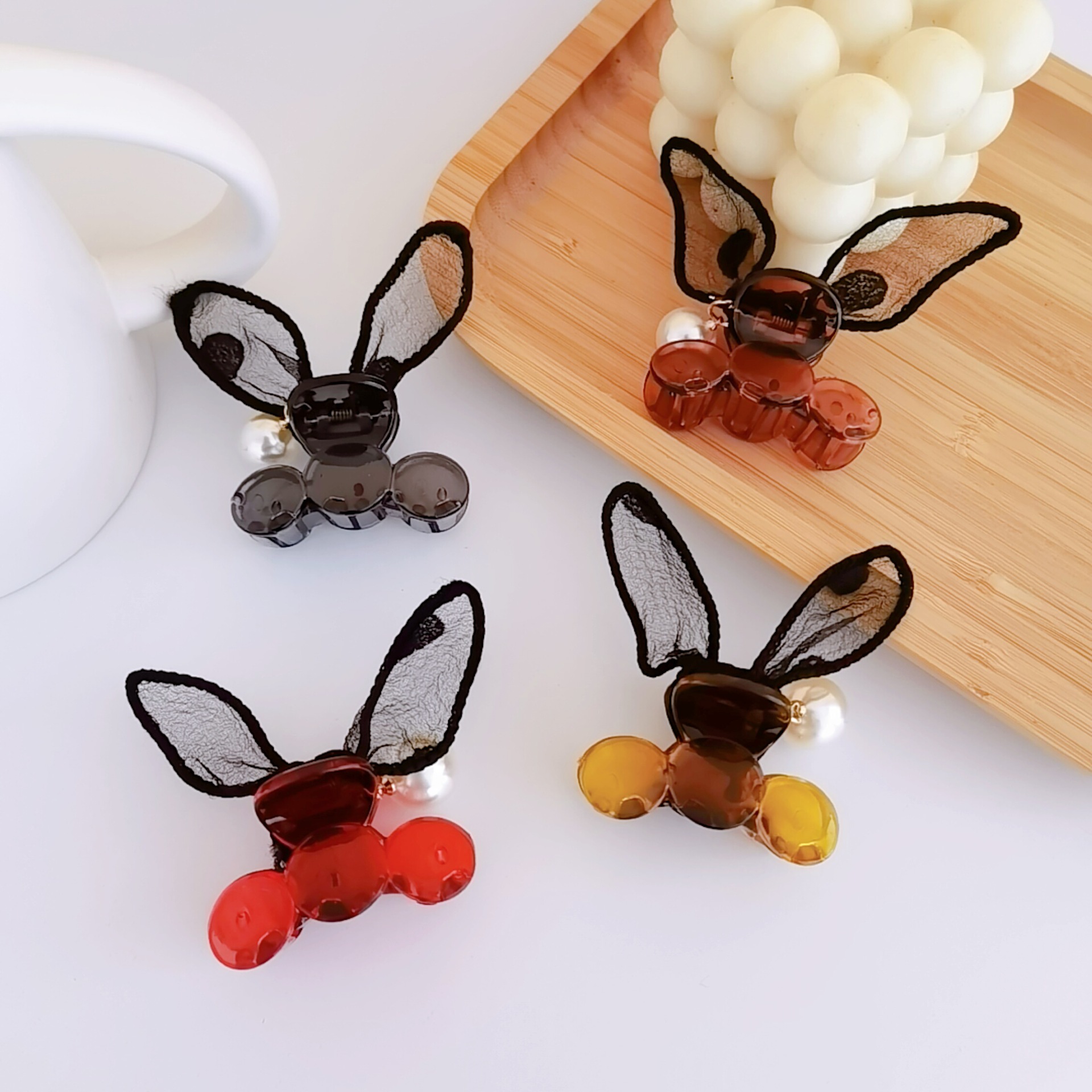 Aitong Ornament Korean New Mesh Rabbit Ears Grip Cute Girl Three-Dimensional Side Clip Bang Clip Rabbit Hairpin