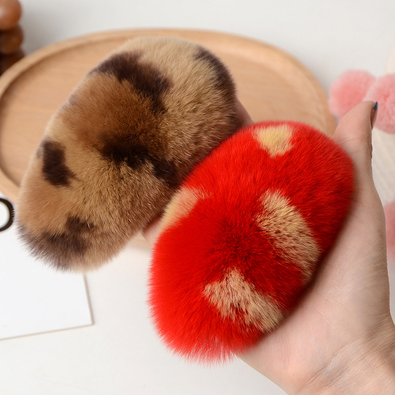 Real Rex Rabbit Hair Hairpin Autumn and Winter Fur Cute Hair Accessories Barrettes Fur BB Plush Fur
