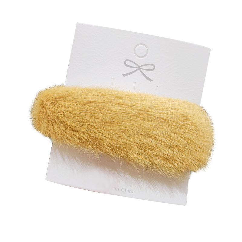 Autumn and Winter Korean Color Plush Barrettes Female Mink Hair Hairpin Imitation Rabbit Hair Headdress Girl Bangs Side Clip