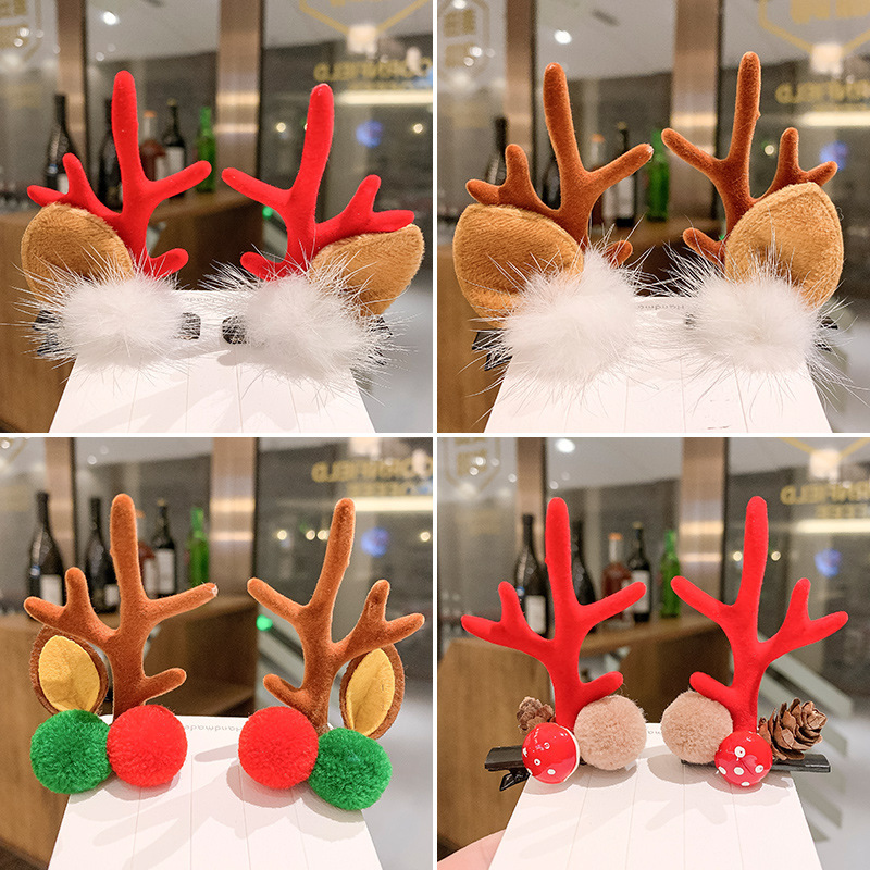 Christmas Headwear Rabbit Ears Antlers Internet Influencer Hair Clip Girl Adult Hat Hairpin Children Hair Accessories