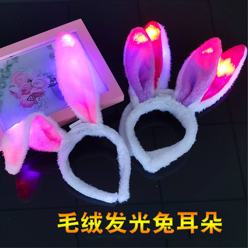 Children&#039;s Glowing Headdress Flashing Light Rabbit Ears Headband Luminous Headband/Hairpin Push Gift Night Market Stall Toys
