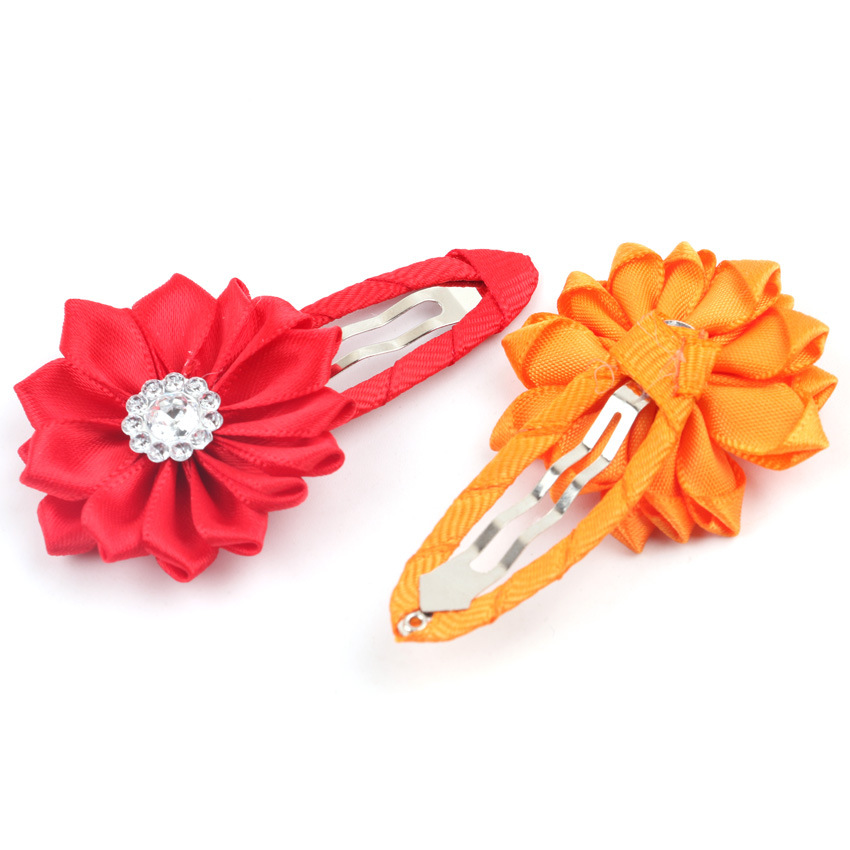 European and American Hair Accessories Pointed Corner Small Flowers Hairpin Edging BB Clip Cloth Hairpin Cute Princess Side Clip Ornament