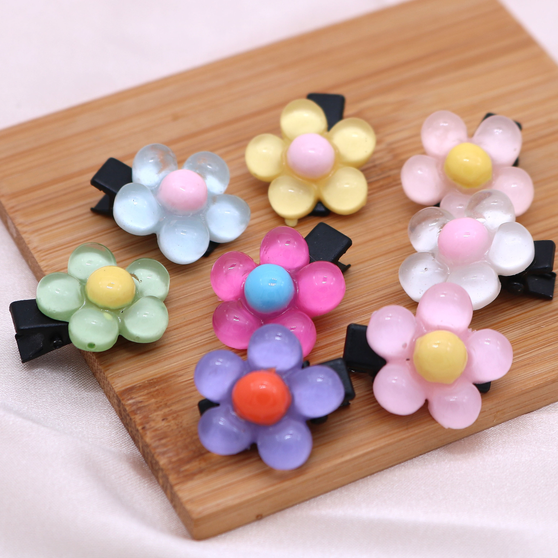 Jelly Color Five Petal Flower Hairpin Fresh Bang Clip Sweet Girl Duckbill Clip Colorful Mini Barrettes Flower Hairpin