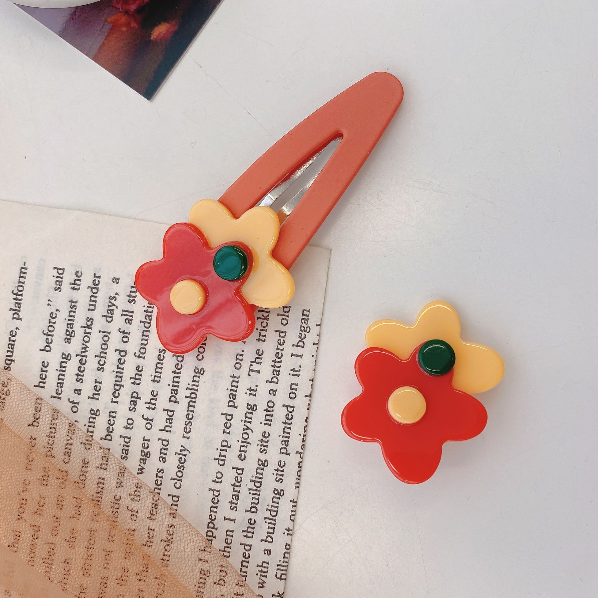  Girl Bang Clip Candy Color Hairpin BB Clip Side Clip Hair Accessories Headdress Fashion Flower Hairpin