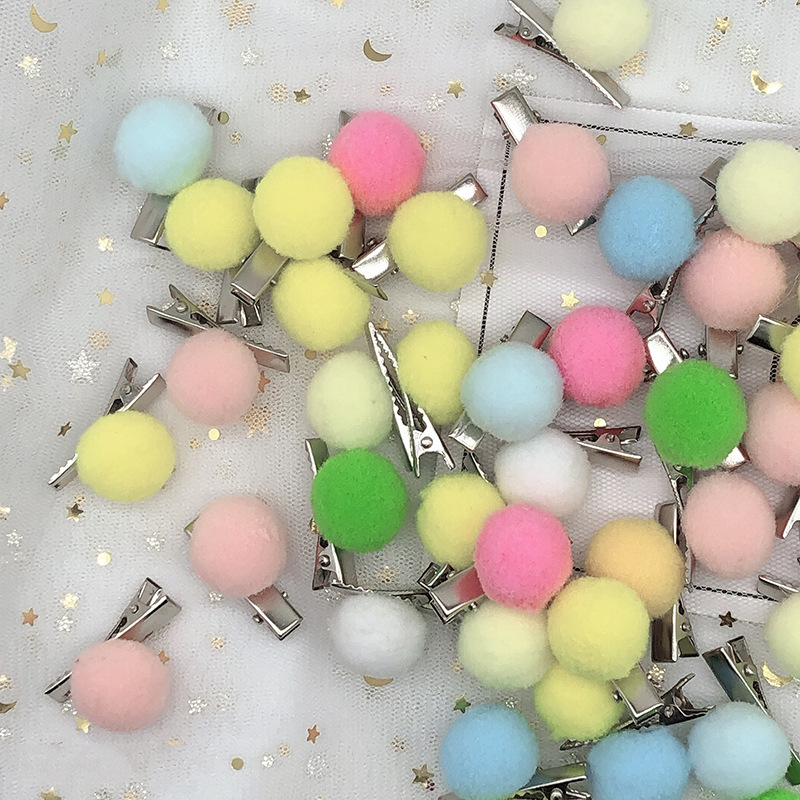 Pet Hairpin Pompons Duckbill Clip Cat Dog Candy Color Cartoon Hairpin Ornament Accessories in Stock Wholesale