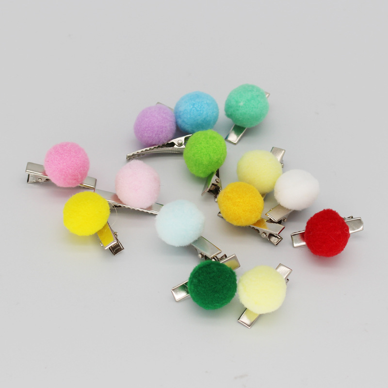 Pet Hairpin Pompons Duckbill Clip Cat Dog Candy Color Cartoon Hairpin Ornament Accessories in Stock Wholesale