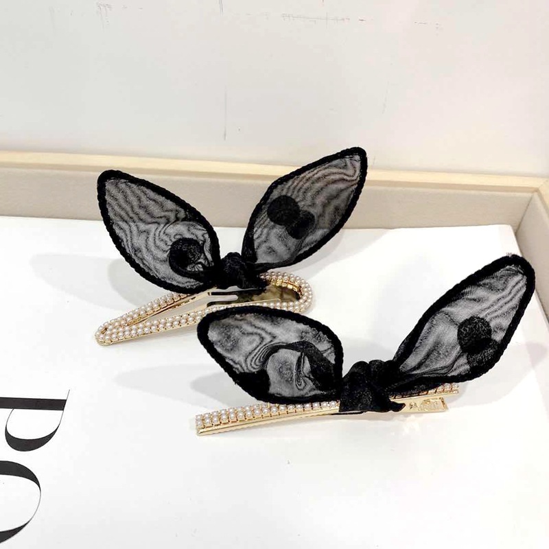  New Hair Accessories Pearl Cat Ears BB Clip Polka Dot Diamond Rabbit Ears Female Hairpin Bangs Side Clip Cat Hairpin