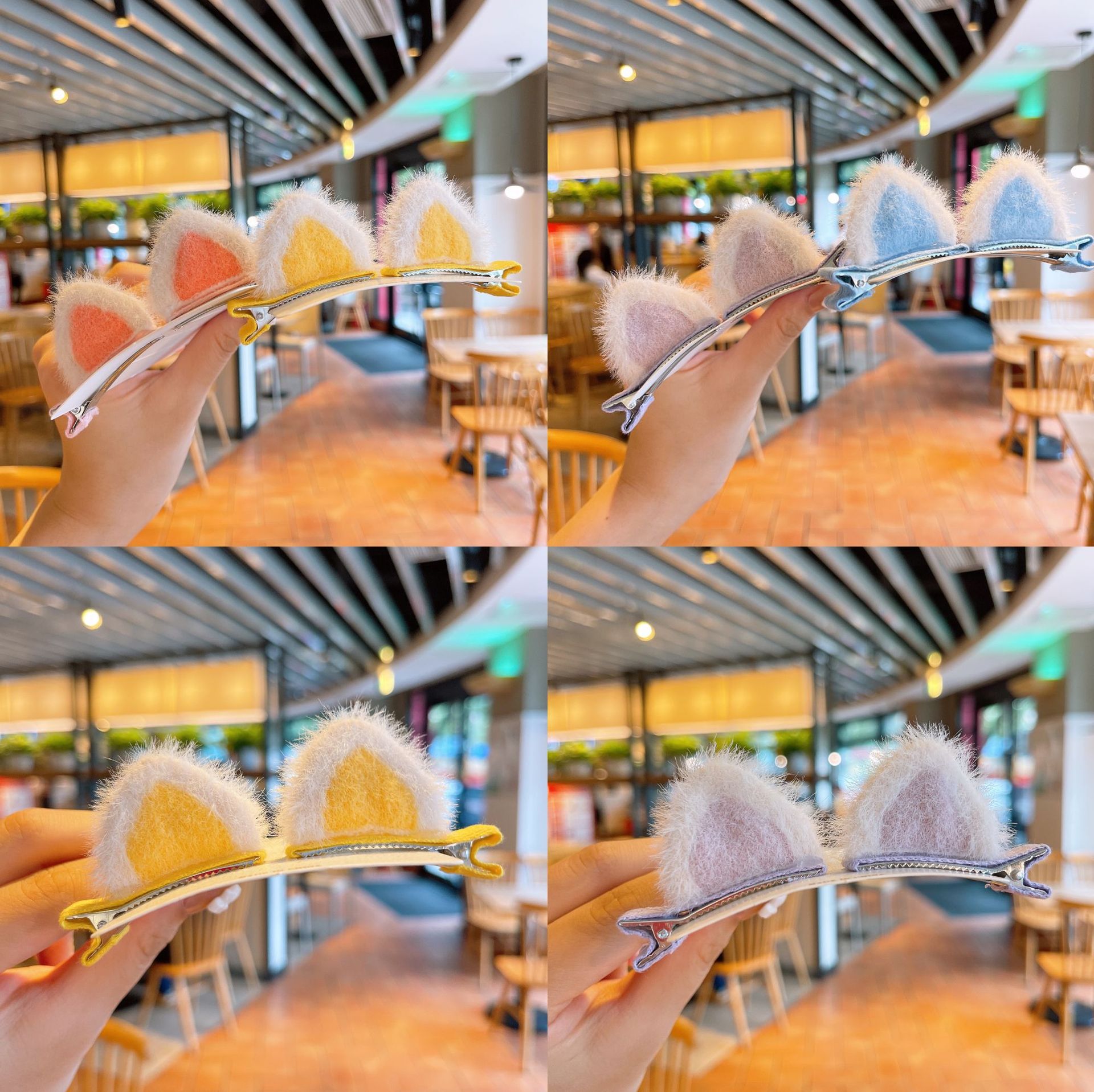 Children&#039;s Cat Ears Hair Accessories Cute Sweet Fringe Hairpin Girl&#039;s Hairpin Broken Hair Gap Former Red New Baby a Pair of Hairclips