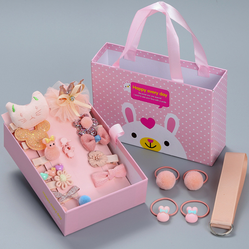 Baby Hair Accessories Korean Princess Headwear Girl&#039;s Hairpin 18Piece Set Children&#039;s Hair Clip Hair Band Gift Box Set